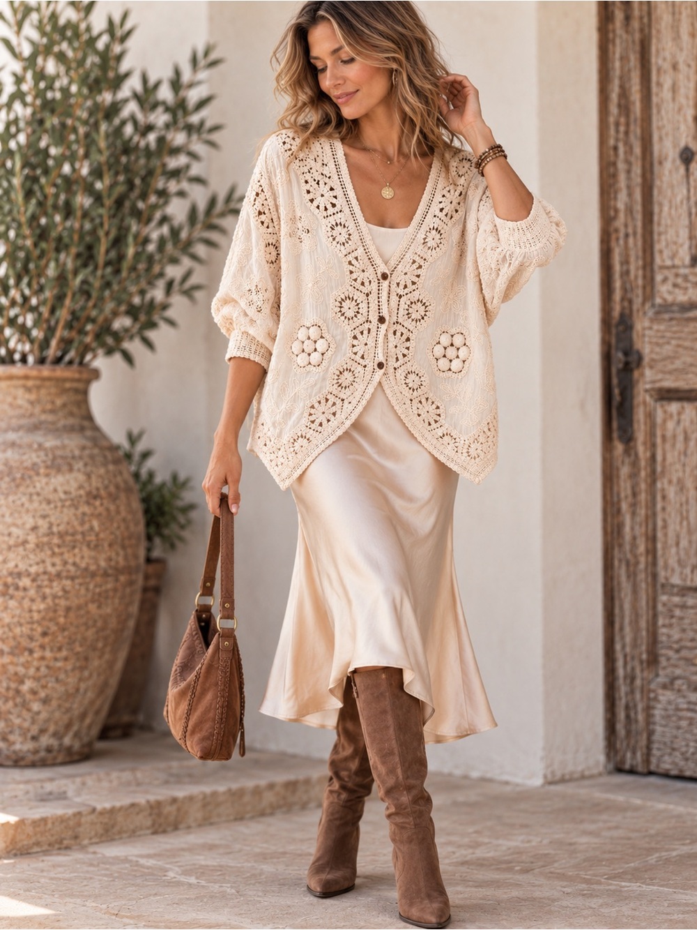 Anthropologie Romantic Cotton Crochet Embroidered Kimono Top SIZE MEDIUM LARGE